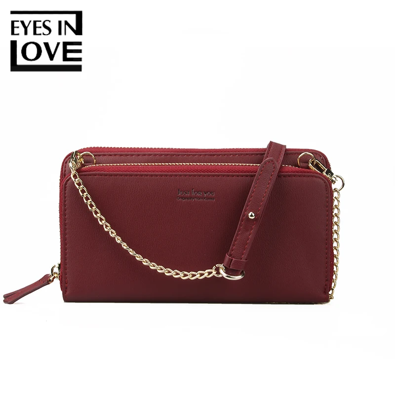

Eyes In Love Casual Women Leather Wallet High capacity Long Simple Solid Lady Bags Multifunction Cell Phone Pocket Female Purse