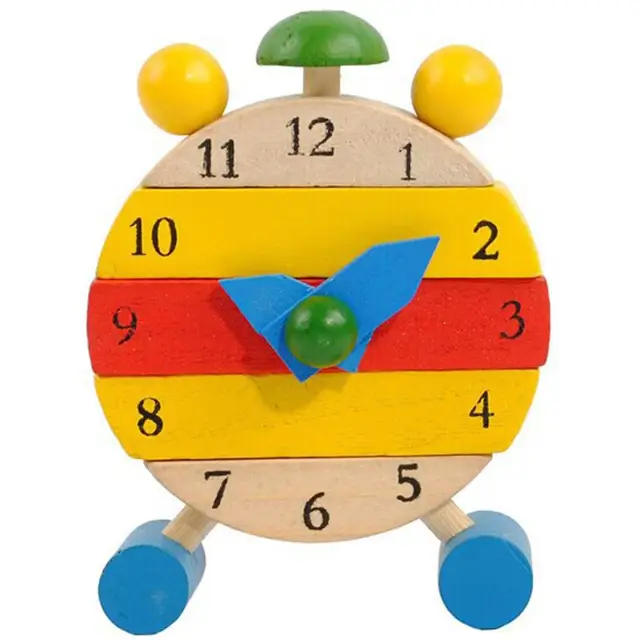 New Hot Hand Made Wooden Clock Toys for Kids Learn Time Clock