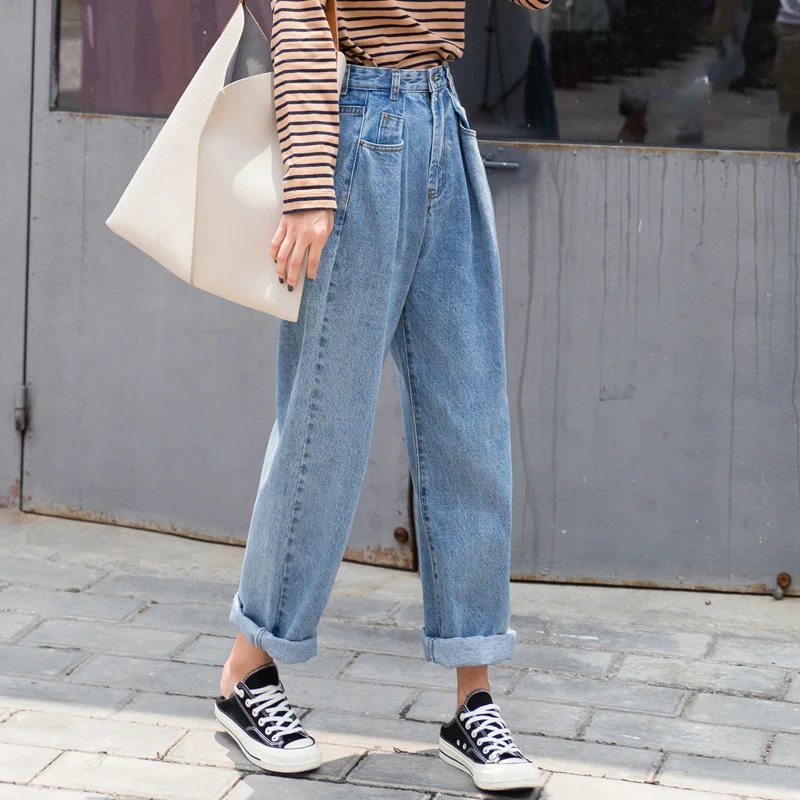 WQJGR Spring And Autumn Wide Leg Cowboy Trousers Woman BF Wind Haren High Waist Jeans Women WQJGR Spring And Autumn Wide Leg Cowboy Trousers Woman BF Wind Haren High Waist Jeans Women