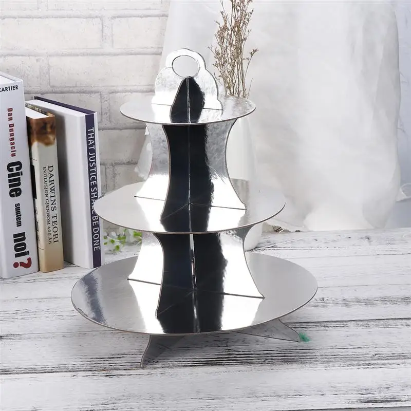 Подставка для десерта вечерние DIY Круглый Дисплей съемная подставка три-многослойная бумага торт стенд(серебро