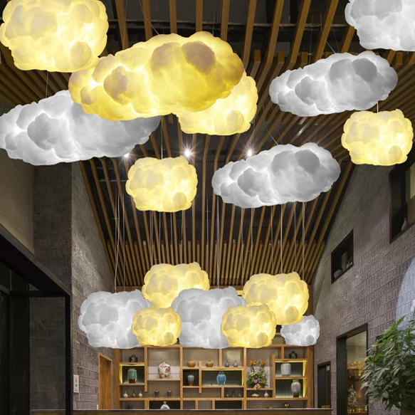Whole Cloud Light Fixtures From China White Clouds Hanging Lights Floating Cloud Droplight Modern Cotton Pendant Fixture Home Indoor Lighting E27