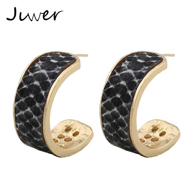 

JLWER Jewelry Geometric Oversize Snake Skin Print C Shaped Hoop Earrings Statement Punk Style Earrings for Women Birthday Gifts