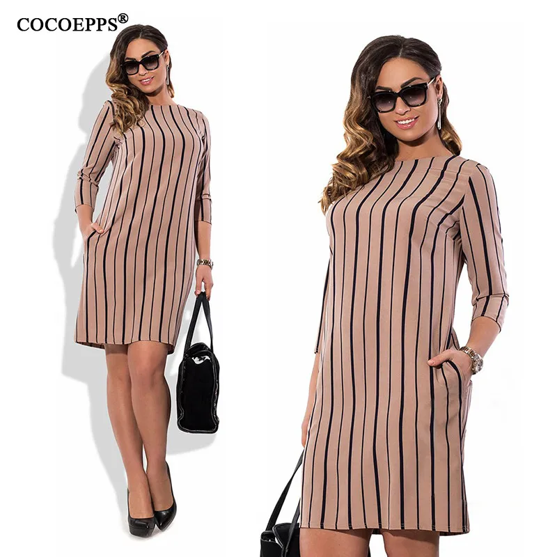 2017-Fashion-Women-Spring-Summer-Style-Plus-Size-Dresses-O-Neck-Striped-Bodycon-Dress-Sexy-Elegant