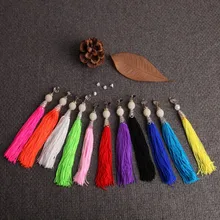 Новые национальные стандартные латинские танцевальные аксессуары-кисточки с бахромой серьги женские жемчужные ювелирные изделия длинные сережки зажим для ушей