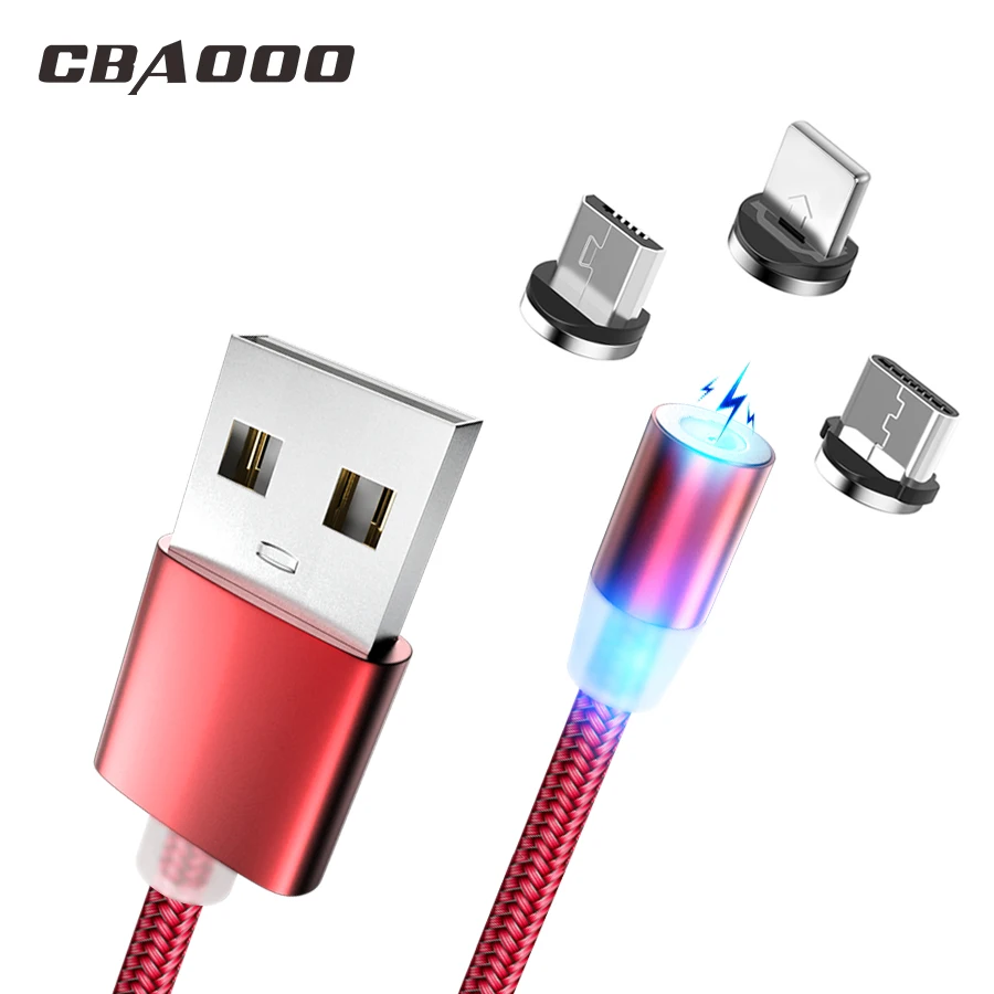 1 м Магнитный кабель для мобильного телефона, зарядное устройство, Micro USB кабель для быстрой зарядки, type C USB C кабель для передачи данных для iPhone xs xr samsung S9