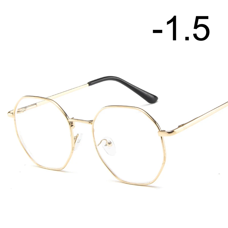 [EL Malus] очки для близорукости для женщин и мужчин, металлическая квадратная оправа для студентов, короткий прицел, золотой, черный, серебряный-1-1,5-2-2,5-3-3,5-4 - Цвет оправы: Gold 150