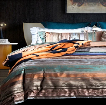 

Premium Quality 100S Egyptian cotton Colorful Stripe Bedding set Queen King Royal Duvet cover Bed sheet set Pillowcase 4/6pcs