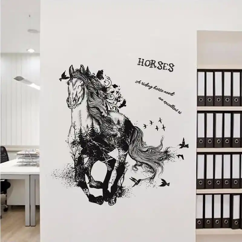 Pencil Sketch Horse Wall Sticker Background Decoration Home Decal Pattern Removable Pvc Plane Window Diy Poster For Study Room Aliexpress