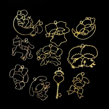 

10pcs Metal Little Twin Stars Hollow Charms Kawaii Melody Open Bezels UV Resin Craft Accessories DIY Jewelry Making Pendant