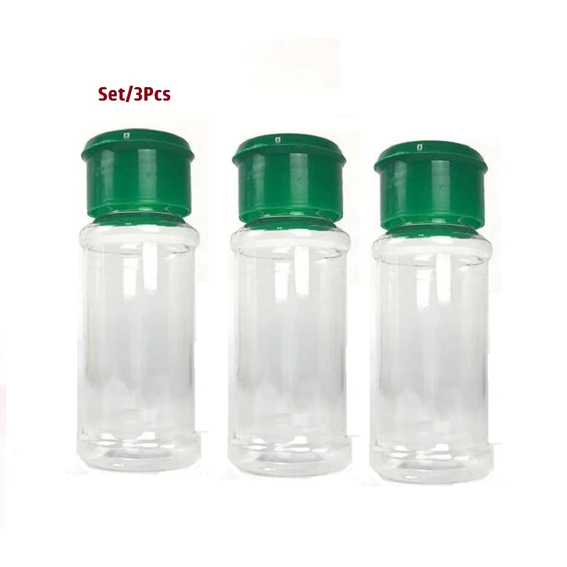 

3Pcs Translucent Plastic Seasoning Jar Salt&Pepper Shaker Kitchen Spice Bottle BBQ Tool Cooking Accessories