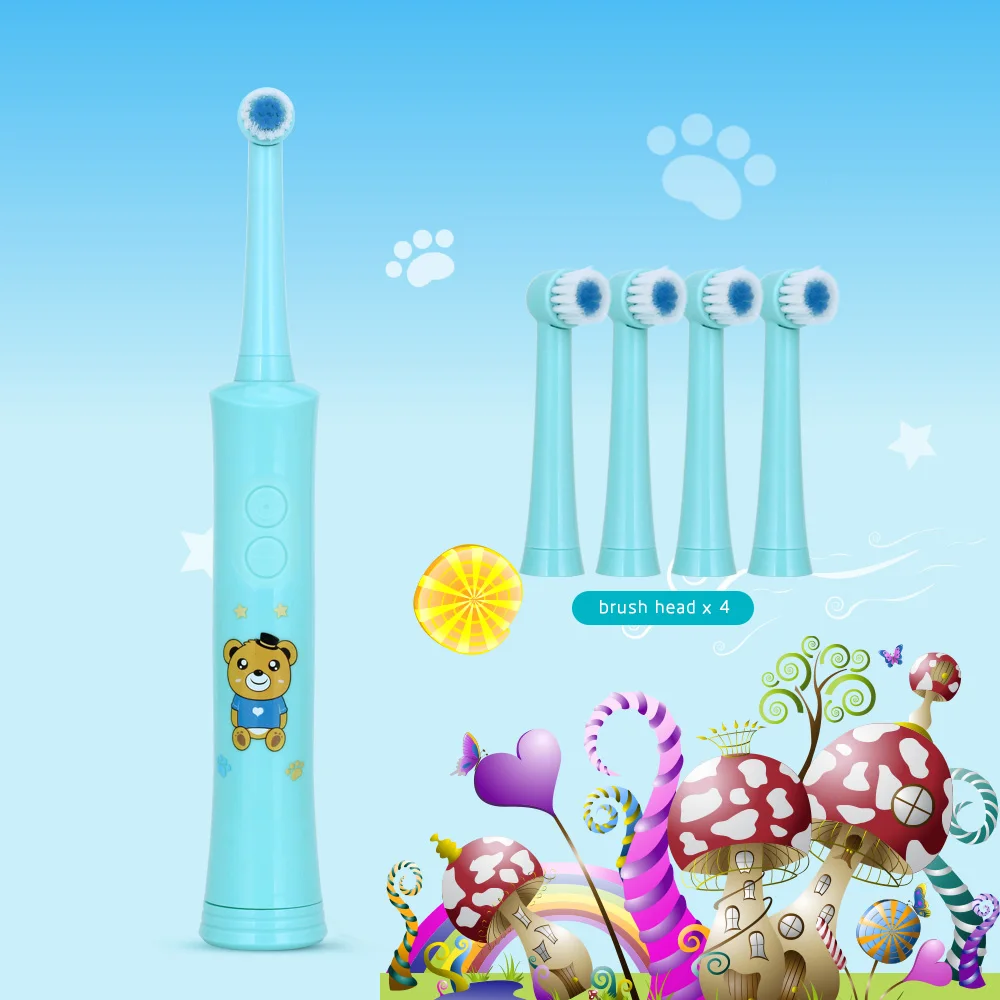 Online AZDENT 2 modos dientes eléctrico patrón de dibujos animados niños rotativos diente dientes cepillo DuPont Oral limpieza profunda
