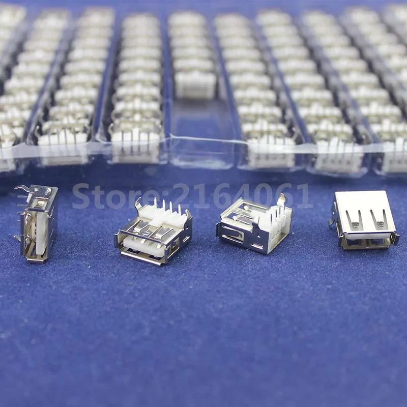 

100Pcs Right Angle 4 Pin USB Type A Standard Port Female Plug Jacks Connector PCB Socket USB-A type