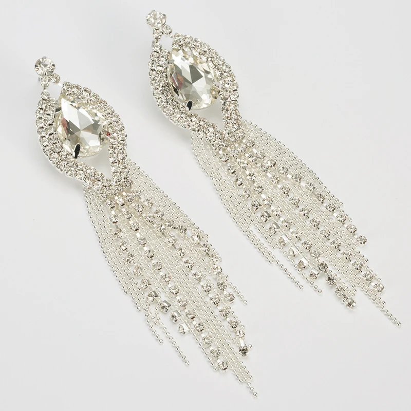 YFJEWE New Arrive Fashion Tassel Long Drop Earrings for Women Bridal Wedding Big Rhinestone Crystal Factory Price Earrings E425