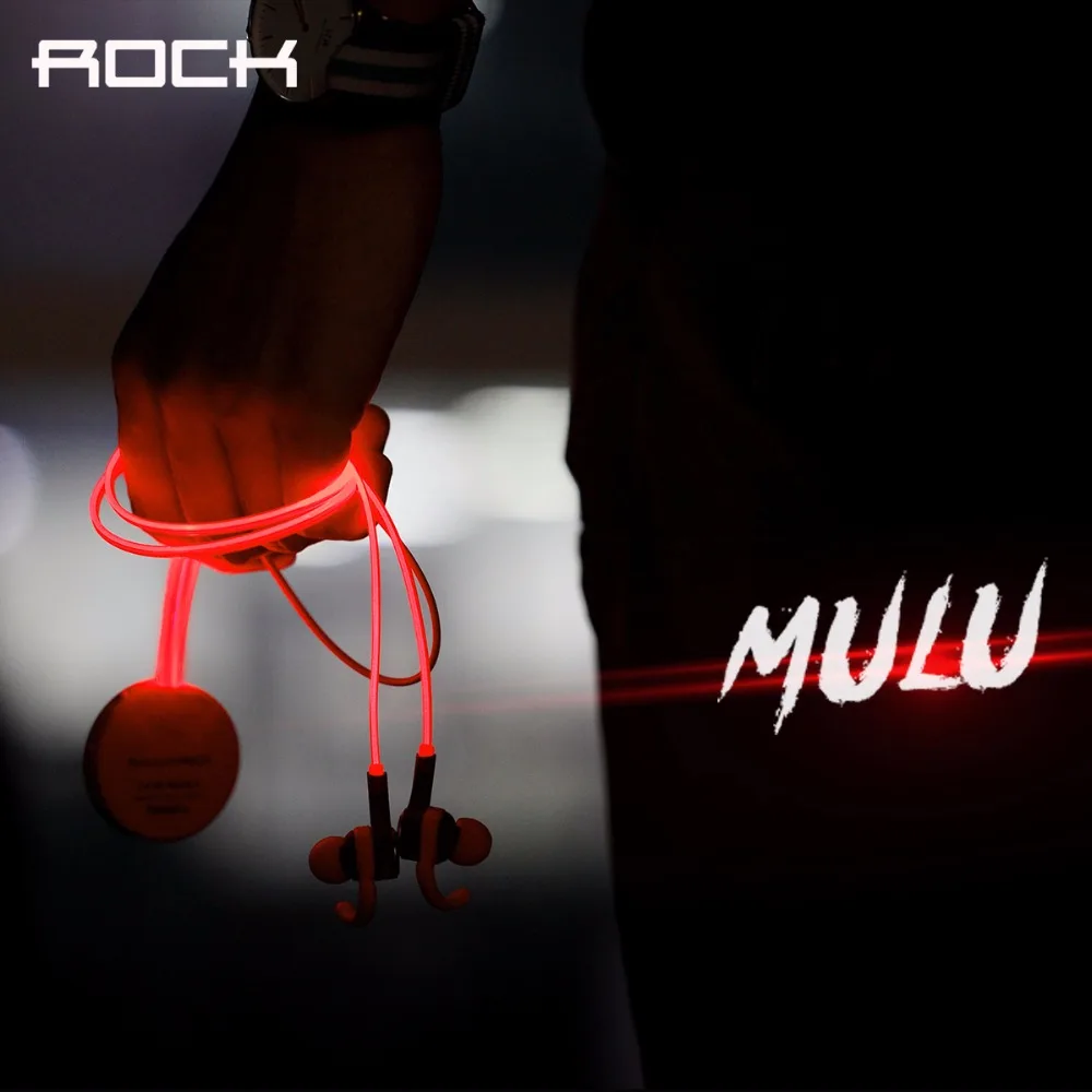 ROCK Mulu светодиодный Bluetooth наушники 3 5 мм спортивные MP3 плеер в ухо Спортивные 4 0