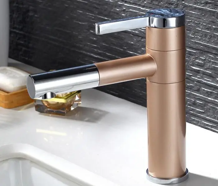 

Free shipping champagne gold color Waterfall Bathroom Basin Faucet Single Handle Sink Mixer Tap BF222