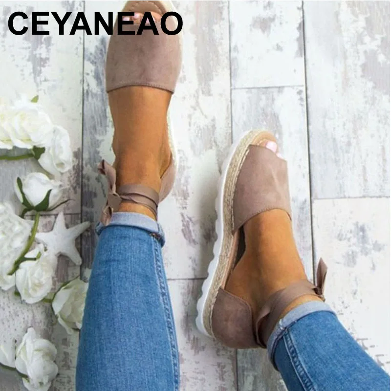 

CEYANEAO Plus Size 34-44 Flats Sandals Summer Women Sandals Fashion Casual Shoes For Woman European Rome Style Sandale Femme
