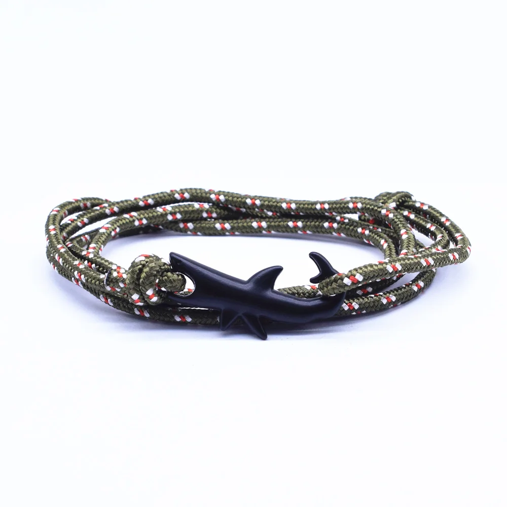 13 Colors Nylon Rope Chain Bracelets for Women Men Ocean Shark Charm Bracelet Popular Jewelry Anchor Bracelet 2018 Hot Sale