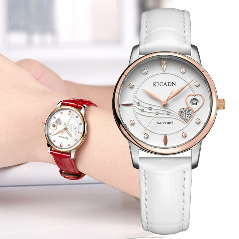 

2019 Dropshipping Fashion Diamond Japanese Movement Women Watch Calendar Waterproof Leather Belt Ladies Watch Girl Female Clock