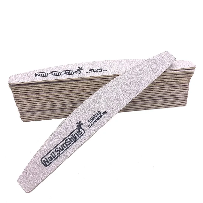 10pcs Wood Nail File Buffer Polishing Block Sanding Files Sandpaper 180/240 Grit Nail Art Tool Lixa Banana Thick Stick Manicure