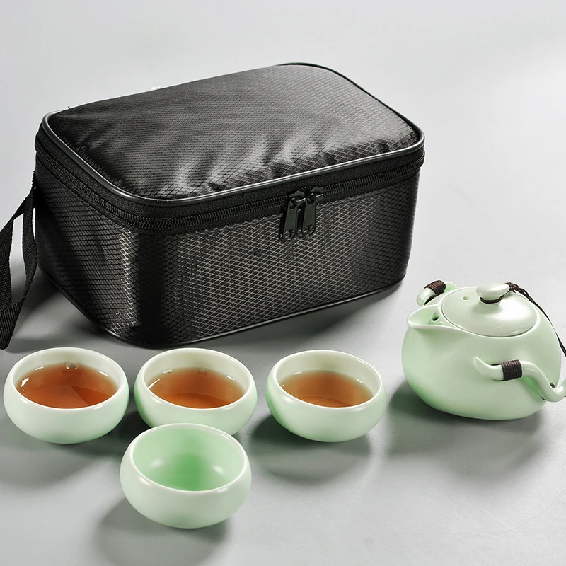1 горшок, 4 чашки, дорожная сумка, чайные наборы для печи Ding, портативный дорожный чайный набор, быстрая чашка, чайник, чайные наборы кунг-фу Gaiwan