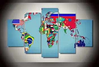 

2017 HD Printed World Map Earth States Painting Canvas Room Decoration Print Picture