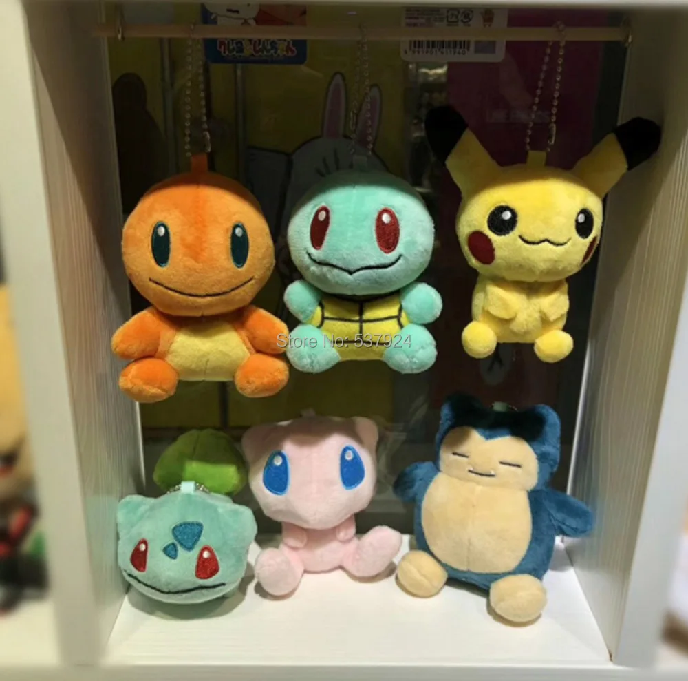 6 стилей Q Pikchu чармандер, Сквиртл Bulbasaur Mew Snorlax " 10 см Брелок-плюшевая кукла подвеска-CPPY