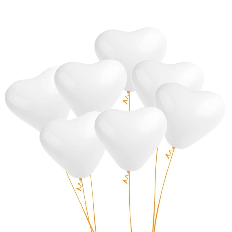 

10Pcs/Lot 12 Inch 2.2g White Love Heart Latex Helium Balloons Wedding Decoration Valentines Happy Birthday Party Supplies Ballon