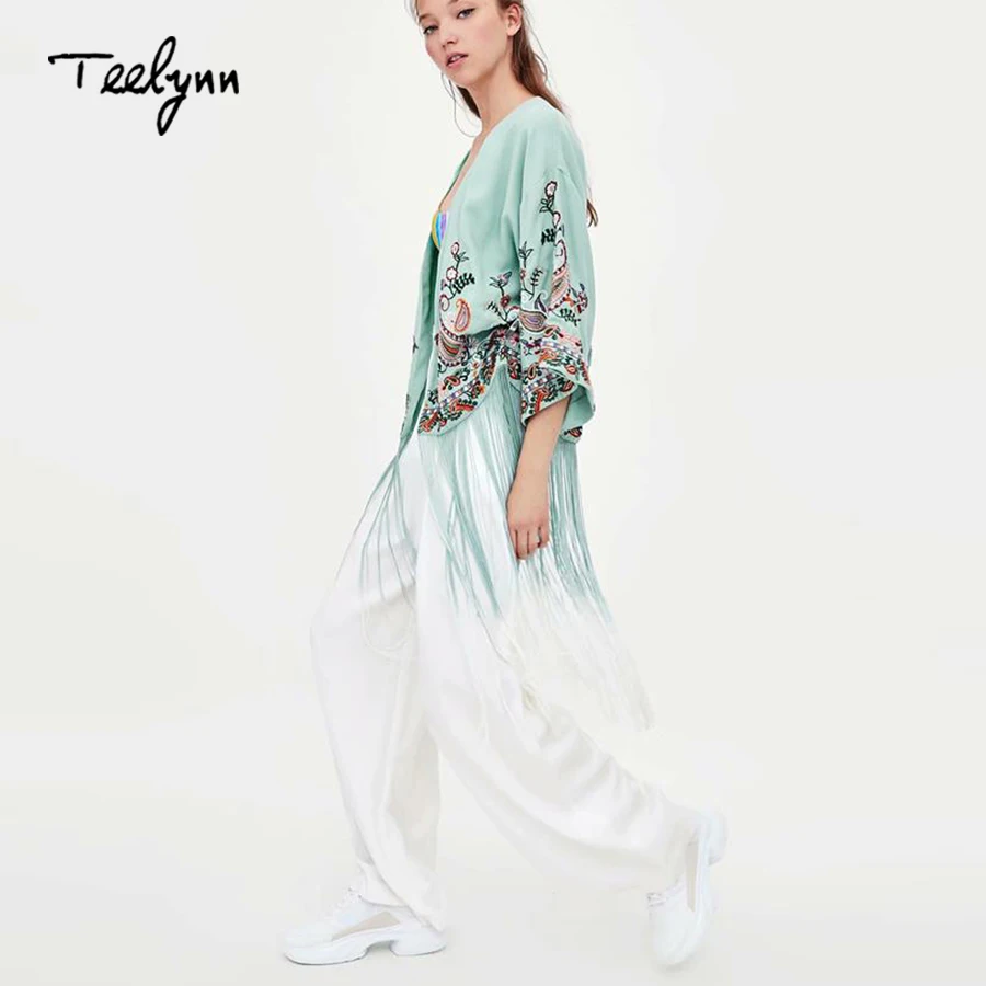 TEELYNN boho блузка для женщин 2018 Осенняя Цветочная вышивка Сексуальная с