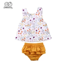 Emmaaby/комплекты летней одежды для маленьких девочек Милая Одежда для новорожденных девочек Футболка с цветочным рисунком топы, шорты, комплект одежды для маленьких девочек