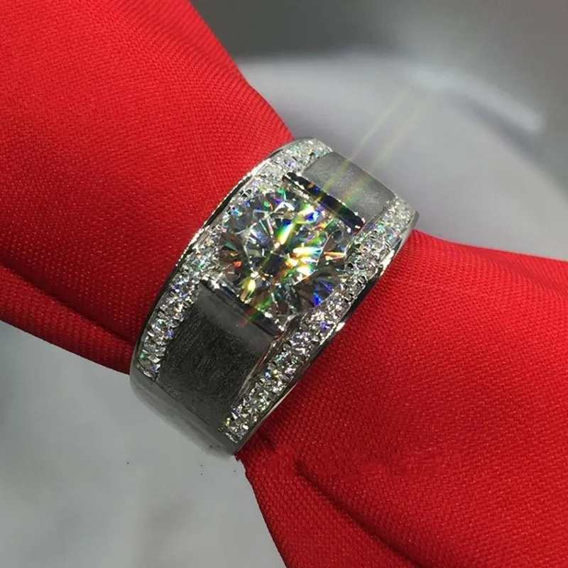 choucong Jewelry Men's 925 Sterling Silver White AAAAA Zircon Stone Rings Fashion Wedding Bands boys Size 8-13 gift