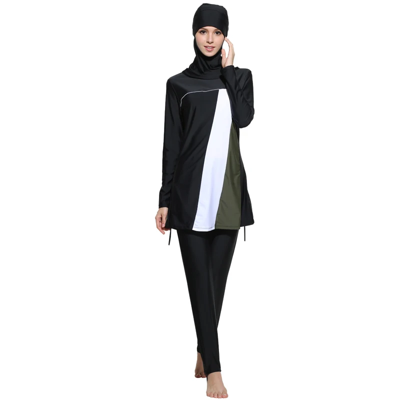 

Full Cover Swimsuit Islamic Hijab Islam Wear Bathing Suit Plus Size Burkinis Muslim Swimwear Women Modest Patchwork