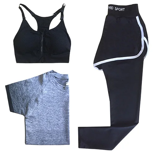YD, Новое поступление, 3 шт., женский спортивный комплект для йоги, тренажерный зал, бег, спортивная одежда, костюм для фитнеса, йоги, одежда для тренировок - Цвет: With white pant