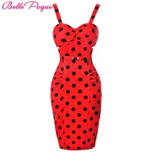 Women sexy Pencil Polka Dot Dresses Summer 2017 Sheath 50s Vintage Ladies club Plus Size Clothing Vestidos Bodycon office Dress