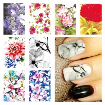 1 Sheet Optional New Fashion Chic Flower Pattern DIY Water Transfer Nail Art Stickers Decals Wraps Beauty Nails Styling Tool
