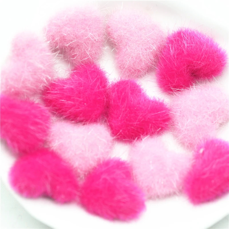 

15mm 20PCS Pink/Rose Color Flocky Heart Fabric Buttons,Home DIY Sewing Buttons