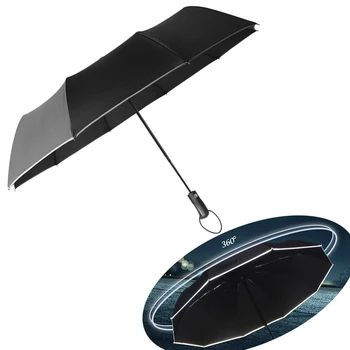 

Automatic Fold Umbrella Rain Woman Men Car Umbrella Windproof Large Paraguas Male Reflective Stripes Umbrella Outdoor Parapluie
