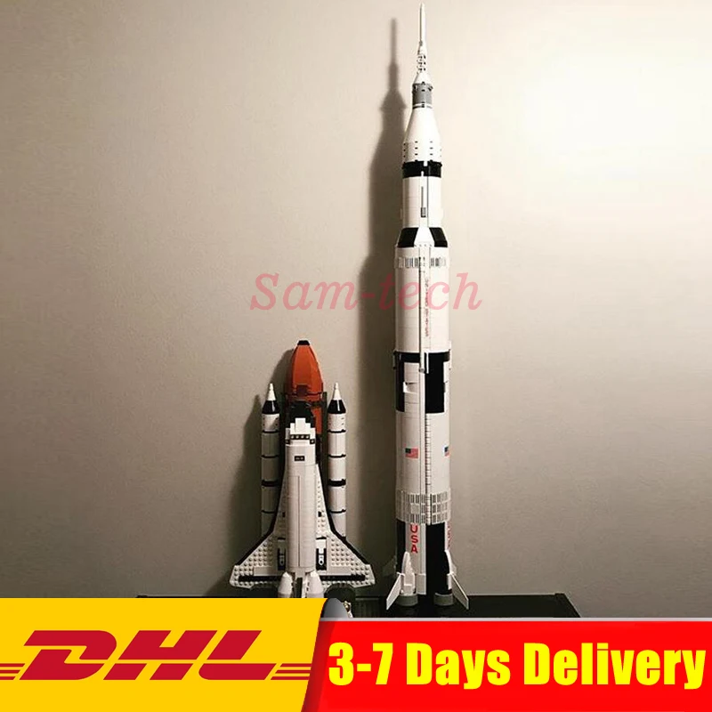 

Moc Legoings 10231 21309 LEPIN 16014 Space Shuttle Expedition+ 37003 Apollo Saturn V Launch Vehicle Model Building Blocks Bricks