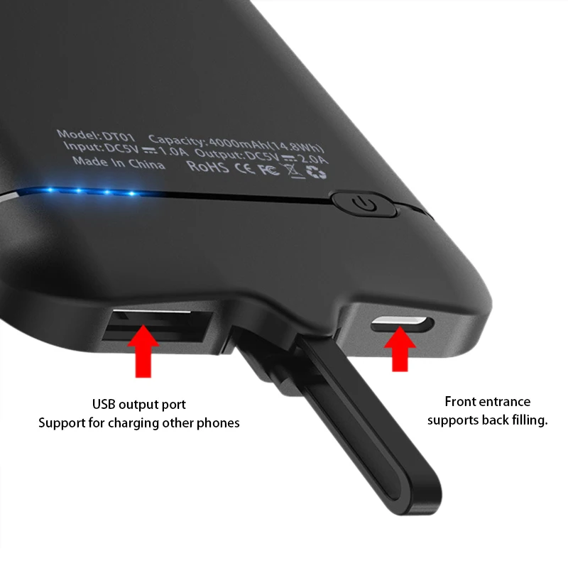 Чехол для зарядного устройства с магнитной адсорбцией для iPhone XR XS MAX X 8 Plus 7 6 S power Bank чехол для зарядки телефонов Android type-C