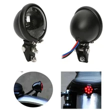 Motocicleta negra LED estilo Bates luces traseras luz de freno trasero lente de humo luz de freno trasera para Harley Vintage Custom Scrambler Racer