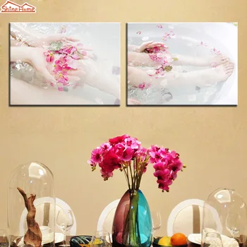 

ShineHome-2pcs Wall Art Canvas Printing Painting Spa Body Nail Salon Massage Decorative Modular Wall Picture Panel Canvas Prints