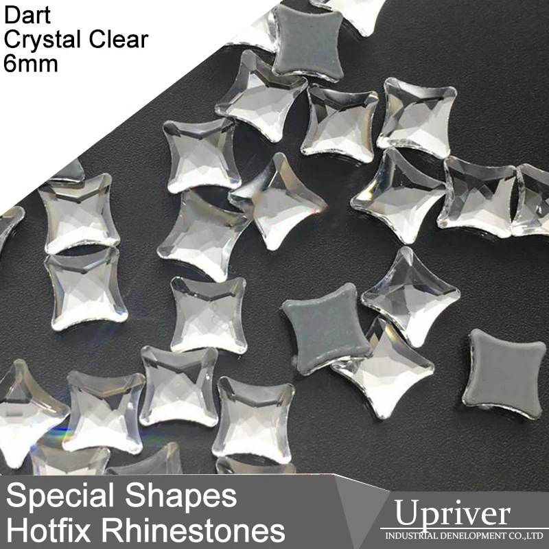 

Upriver 6mm High Quality Special Shape Crystal Clear Hotfix Rhinestones Iron On Dart Hotfix Rhinestones