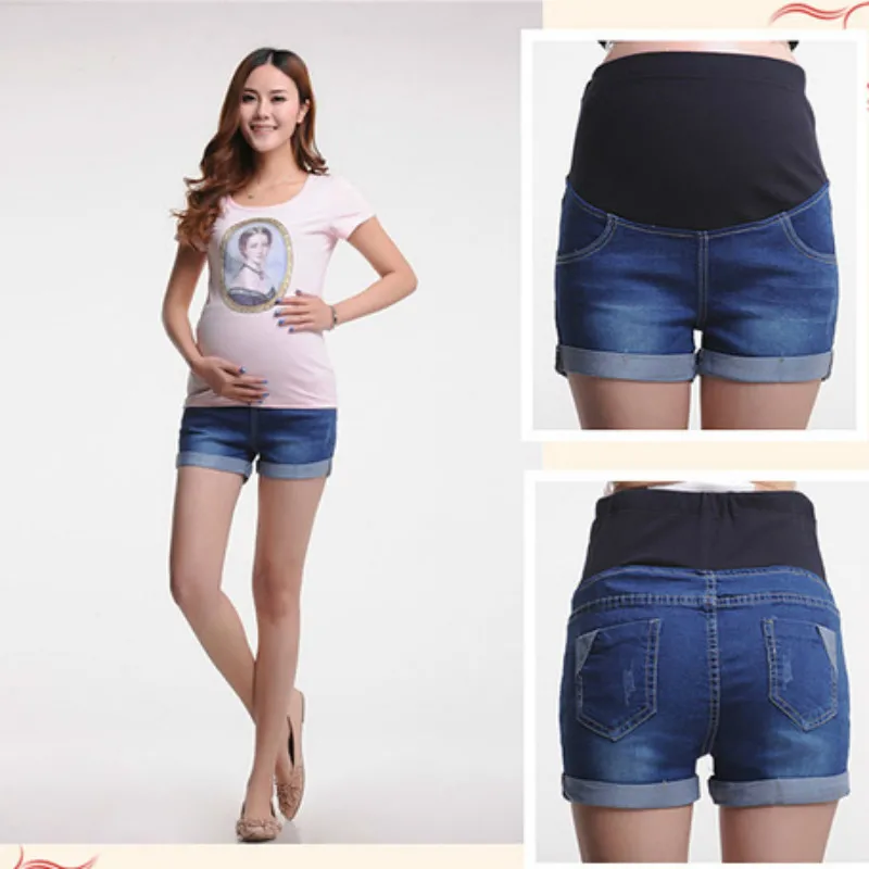 

Summer Wear New Pattern Pregnant Woman Cowboy Support Abdominal maternity Pants Shorts Leisure Time pregnancy clothes premama