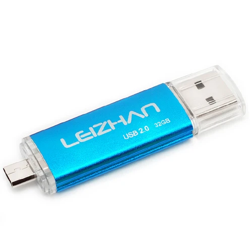 LEIZHAN OTG USB флеш-накопитель Micro USB флеш-накопитель 128 Гб 64 ГБ 32 ГБ 16 ГБ 8 ГБ 4 ГБ Android телефон флеш-накопитель 2,0 USB флешка мобильный u-диск - Цвет: Синий