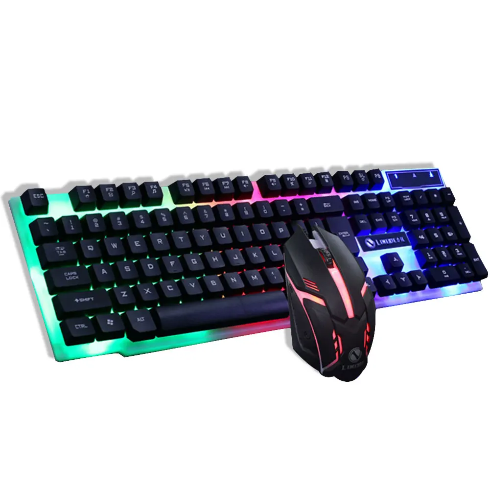 

GTX300 Home Ultra Thin Desktop Gaming Durable Keyboard Mouse Set Office Wired Portable Ergonomic Mechanical LED Backlight USB