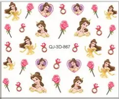 Disney Children's Sticker Princess Nail Sticker Nail Art 3D Nail Sticker blue dress Toys - Цвет: QJ-3D-867