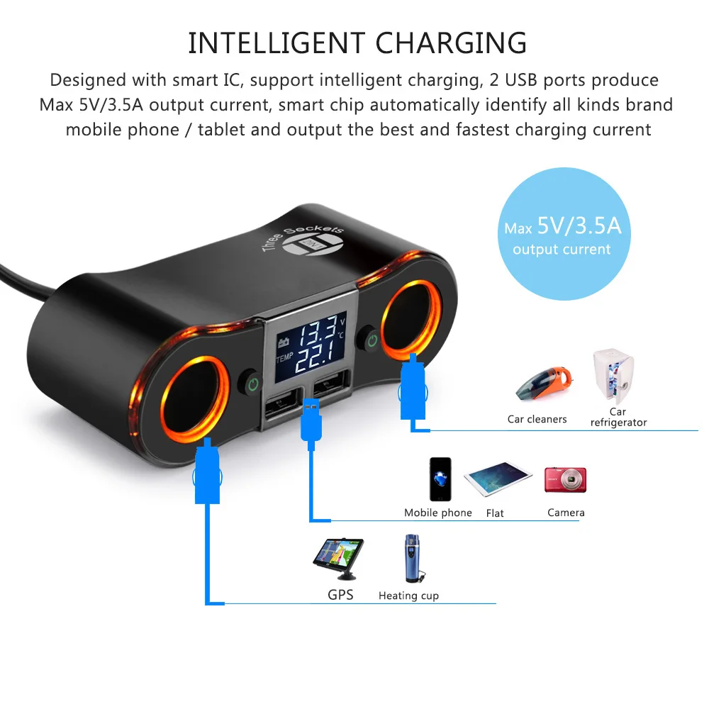 2 port Car Cigarette Lighter