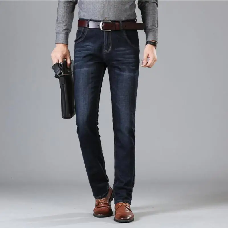 

2019 Autumn Winter New Men's Skinny Jeans Fashion Casual Elasticity Slim Fit Black Jeans Denim Pants Brand Plus Size Trousers