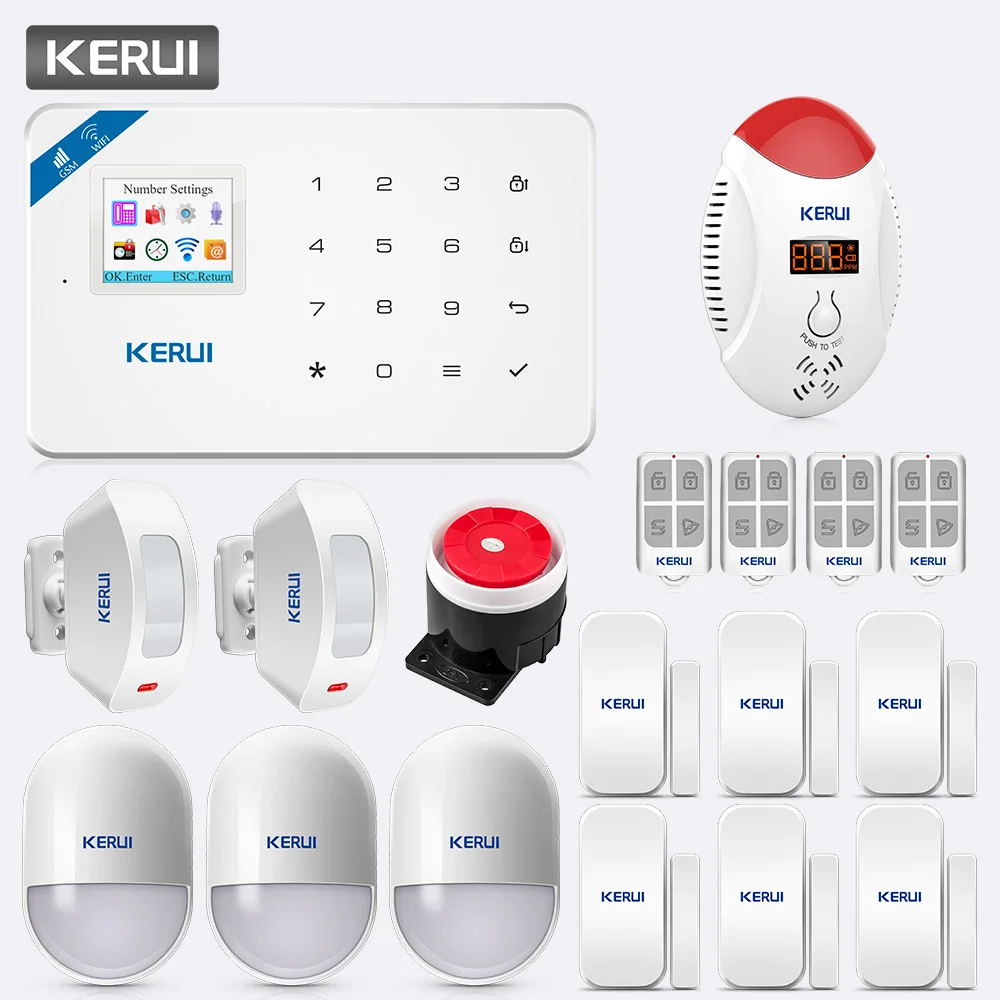 

KERUI TFT Color Screen W18 WIFI GSM Alarm System Home Safety APP Control LED Display Voice Strobe Carbon Monoxide Detector Kit