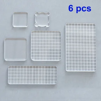 

6pcs DIY Acrylic Clear Stamp Block set Handle Stamping Photo Album Decor Essential Stamping Tools for Scrapbooking Crafts Making
