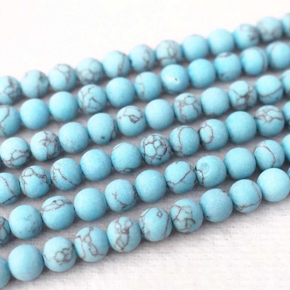 

Wholesale Matte Turquoises Howlite beads,4mm 6mm 8mm 10mm 12mm 14mm Matte Turquoises Round Beads.DIY Jewelry Making Beads